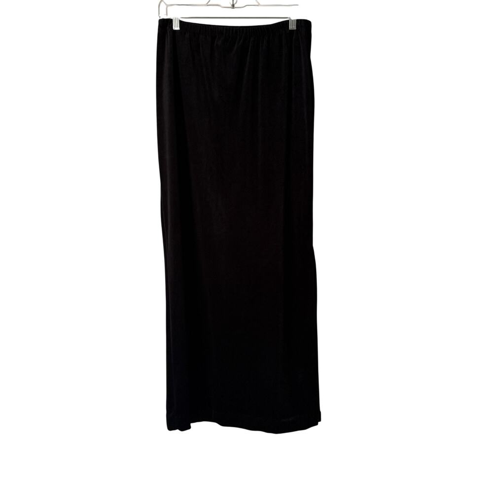 Vintage Black Velvet Maxi Skirt Size 14 Pull On Stretch Whimisgoth Grunge Witchy